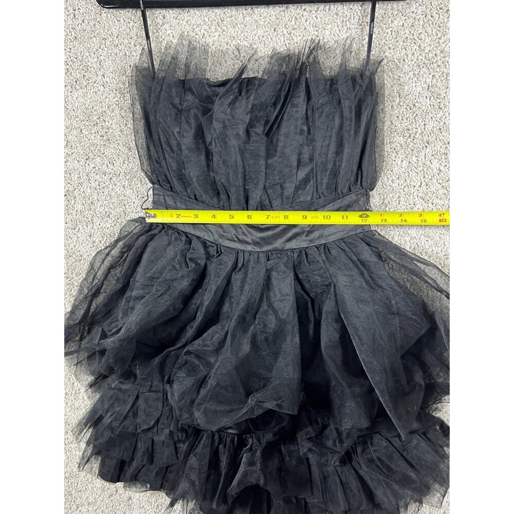 Forever 21 Tulle Mini Dress Black Strapless Tiered Ruffle Prom Whimsy Goth Small - Picture 3 of 9